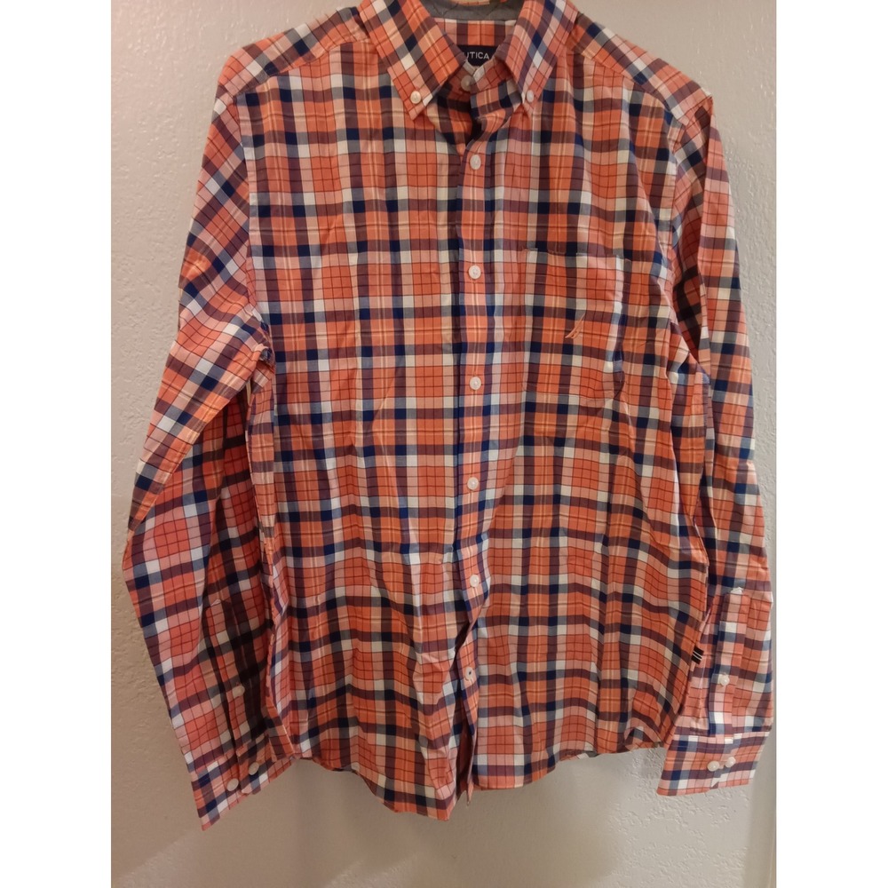 Nautica Mens Coral Dream Plaid Button Down Shirt Long Sleeve Small W28100 NEW